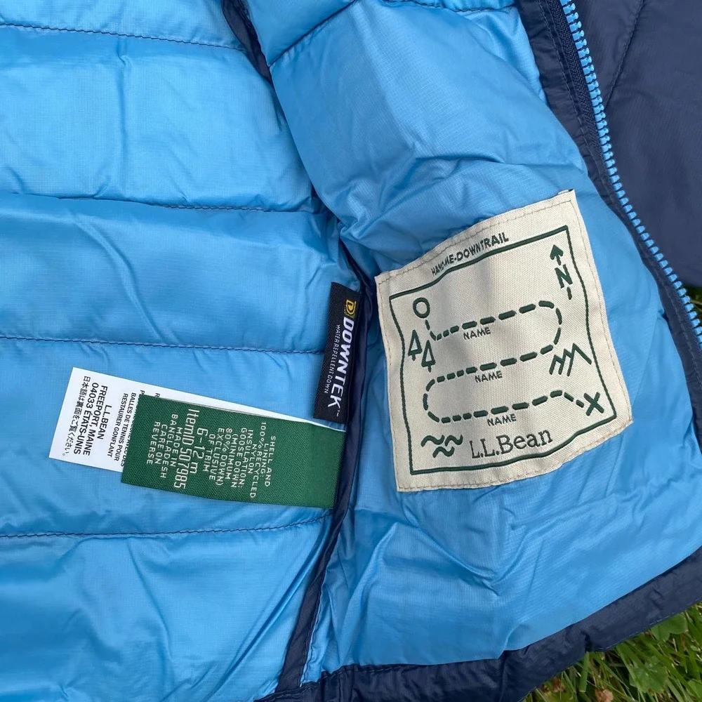 NWT L.L. Bean Ultralight Hooded 650 Down Jacket Coat /Carbon Navy (6-12 Months)